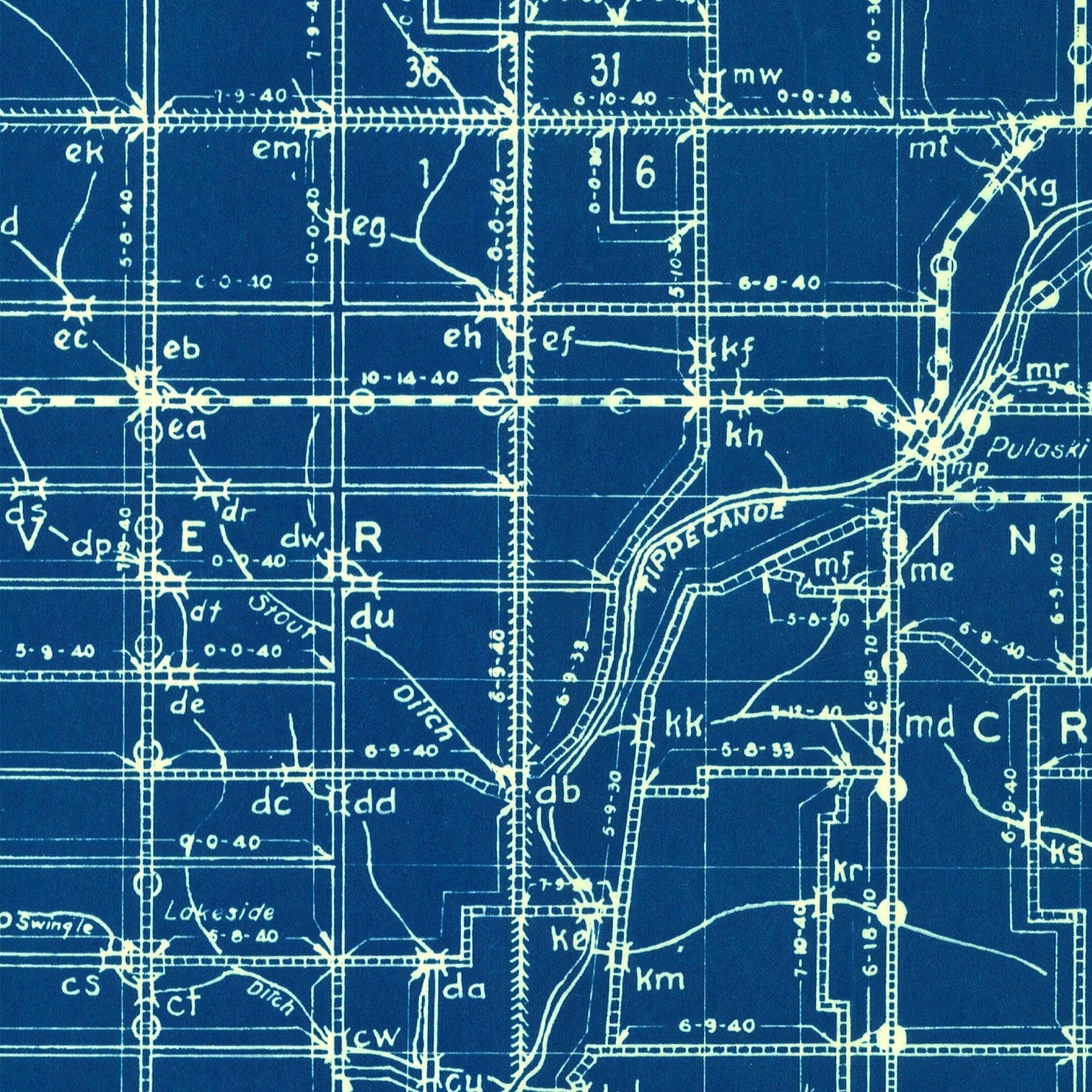 Vintage Map of Pulaski County, Indiana 1936