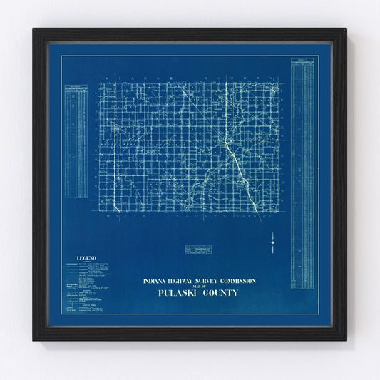 Vintage Map of Pulaski County, Indiana 1936