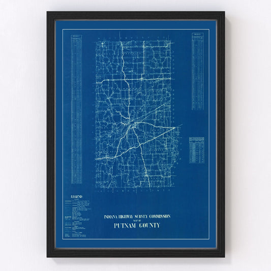 Vintage Map of Putnam County, Indiana 1936
