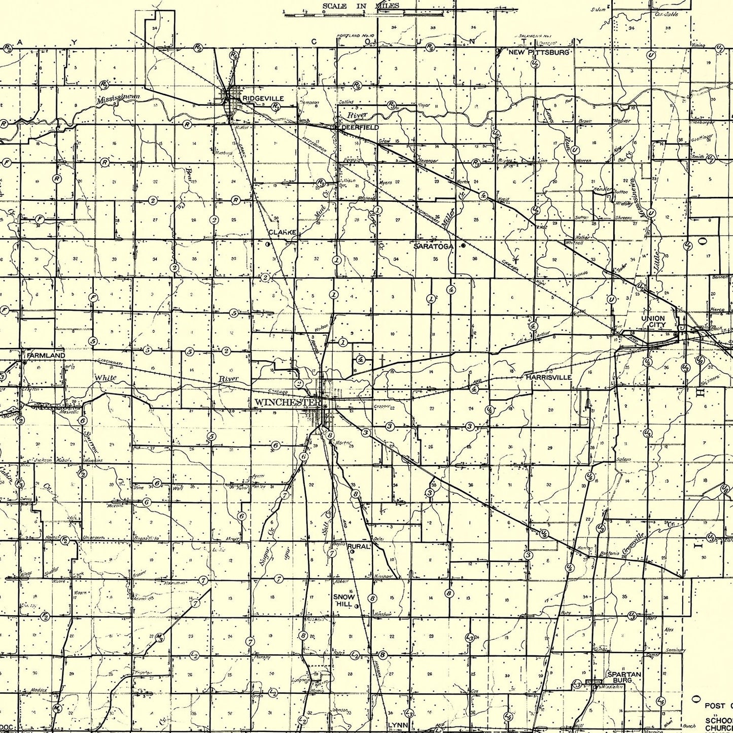 Vintage Map of Randolph County, Indiana 1910