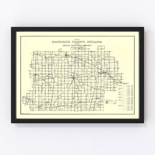 Vintage Map of Randolph County, Indiana 1910