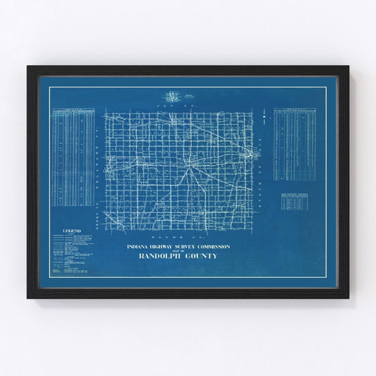 Vintage Map of Randolph County, Indiana 1936