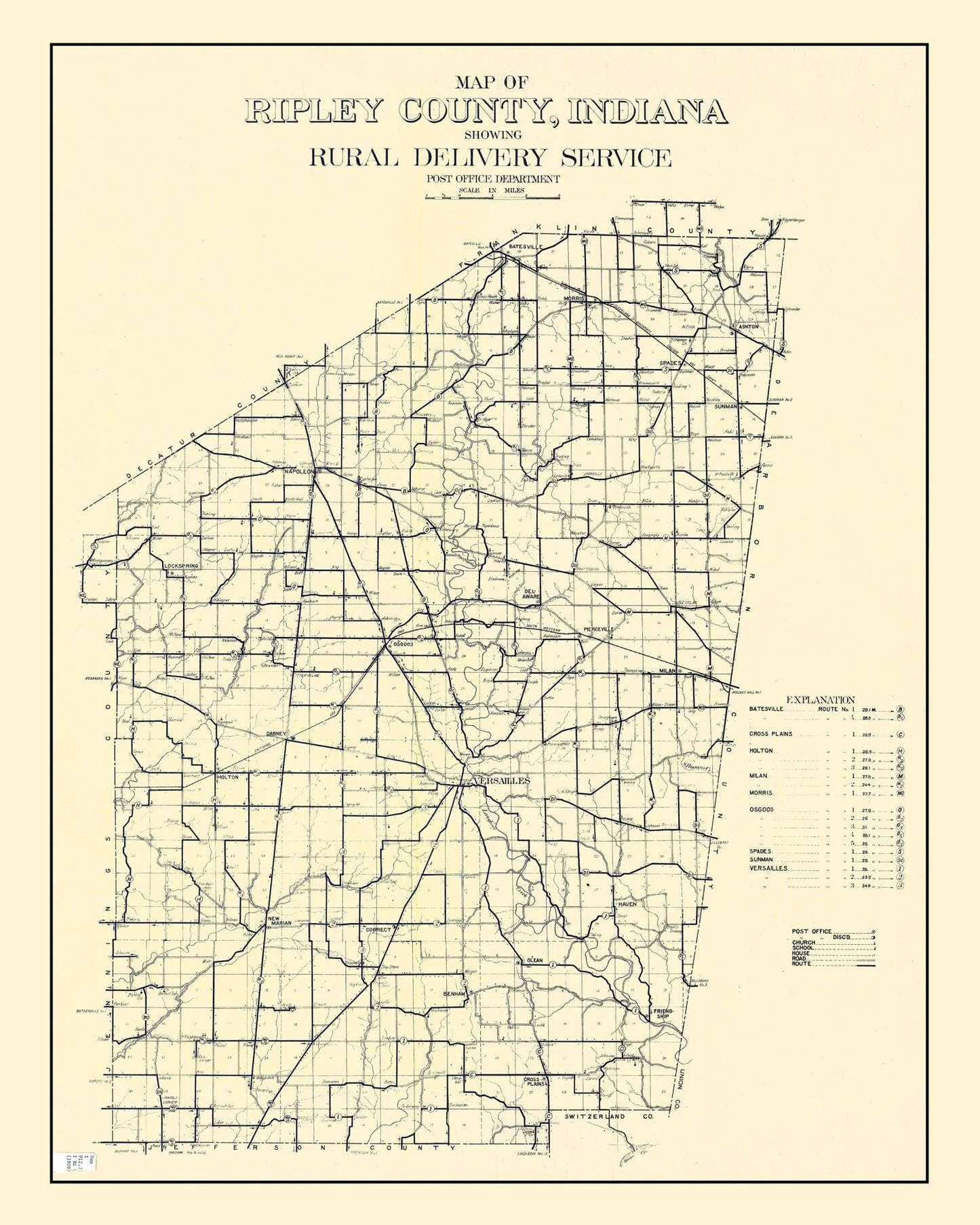 Vintage Map of Ripley County, Indiana 1909