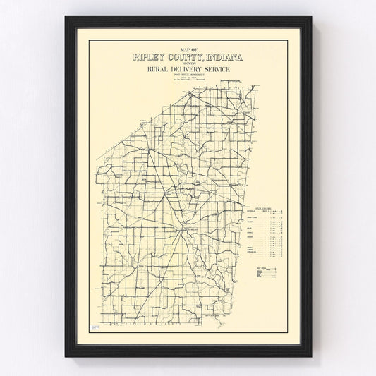 Vintage Map of Ripley County, Indiana 1909
