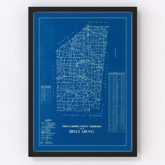 Vintage Map of Ripley County, Indiana 1936