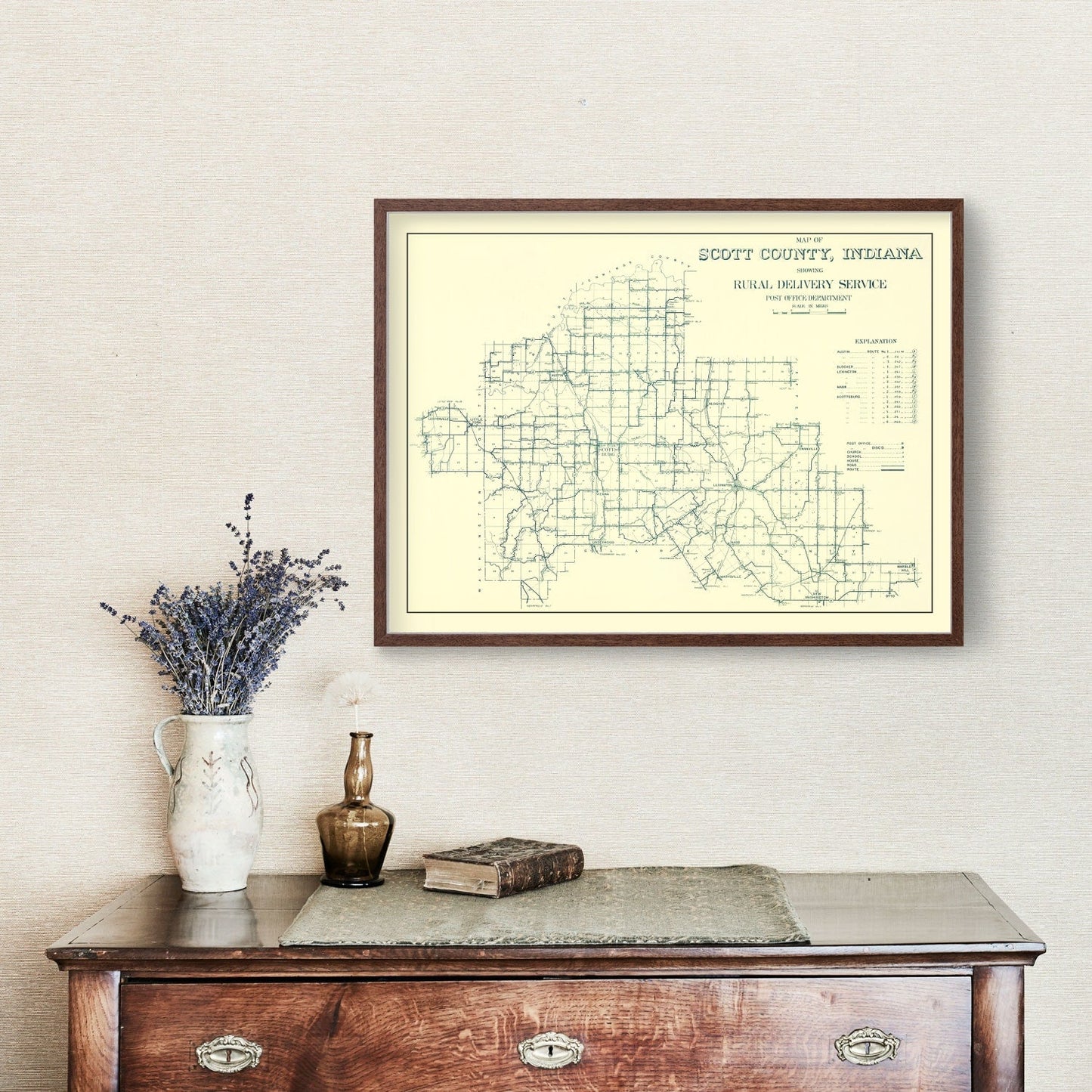 Vintage Map of Scott County, Indiana 1910