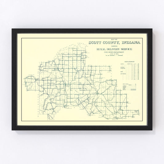 Vintage Map of Scott County, Indiana 1910