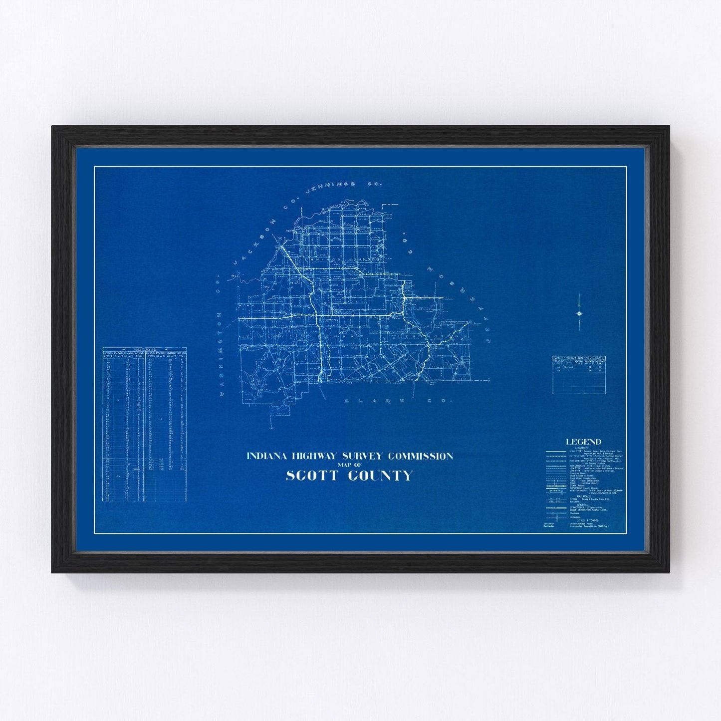 Vintage Map of Scott County, Indiana 1936