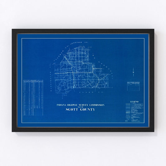 Vintage Map of Scott County, Indiana 1936