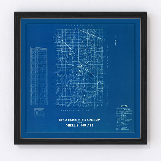 Vintage Map of Shelby County, Indiana 1936