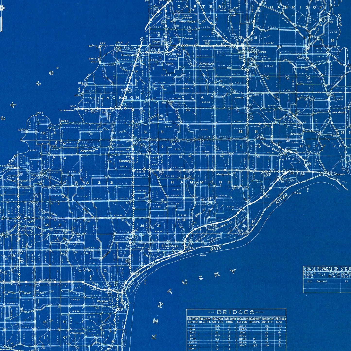 Vintage Map of Spencer County, Indiana 1936