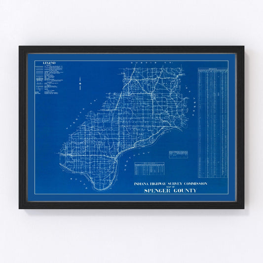 Vintage Map of Spencer County, Indiana 1936