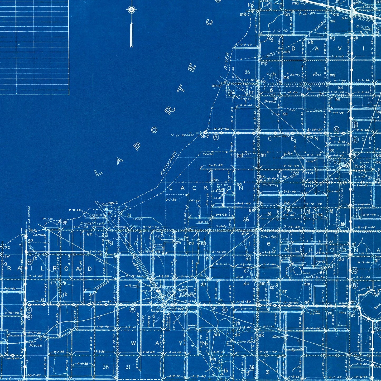 Vintage Map of Starke County, Indiana 1936