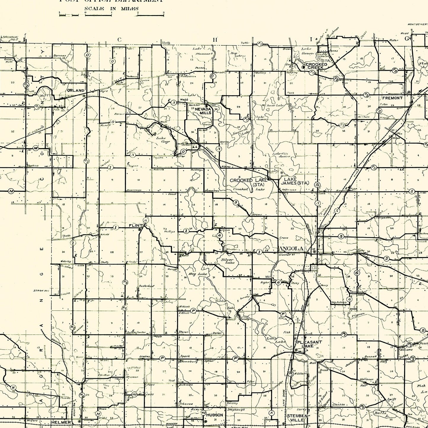 Vintage Map of Steuben County, Indiana 1910