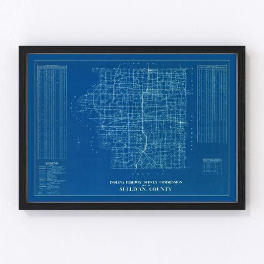 Vintage Map of Sullivan County, Indiana 1936