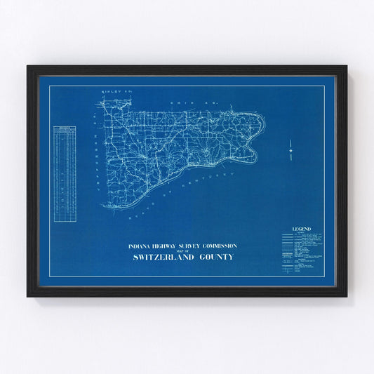 Vintage Map of Switzerland County, Indiana 1936