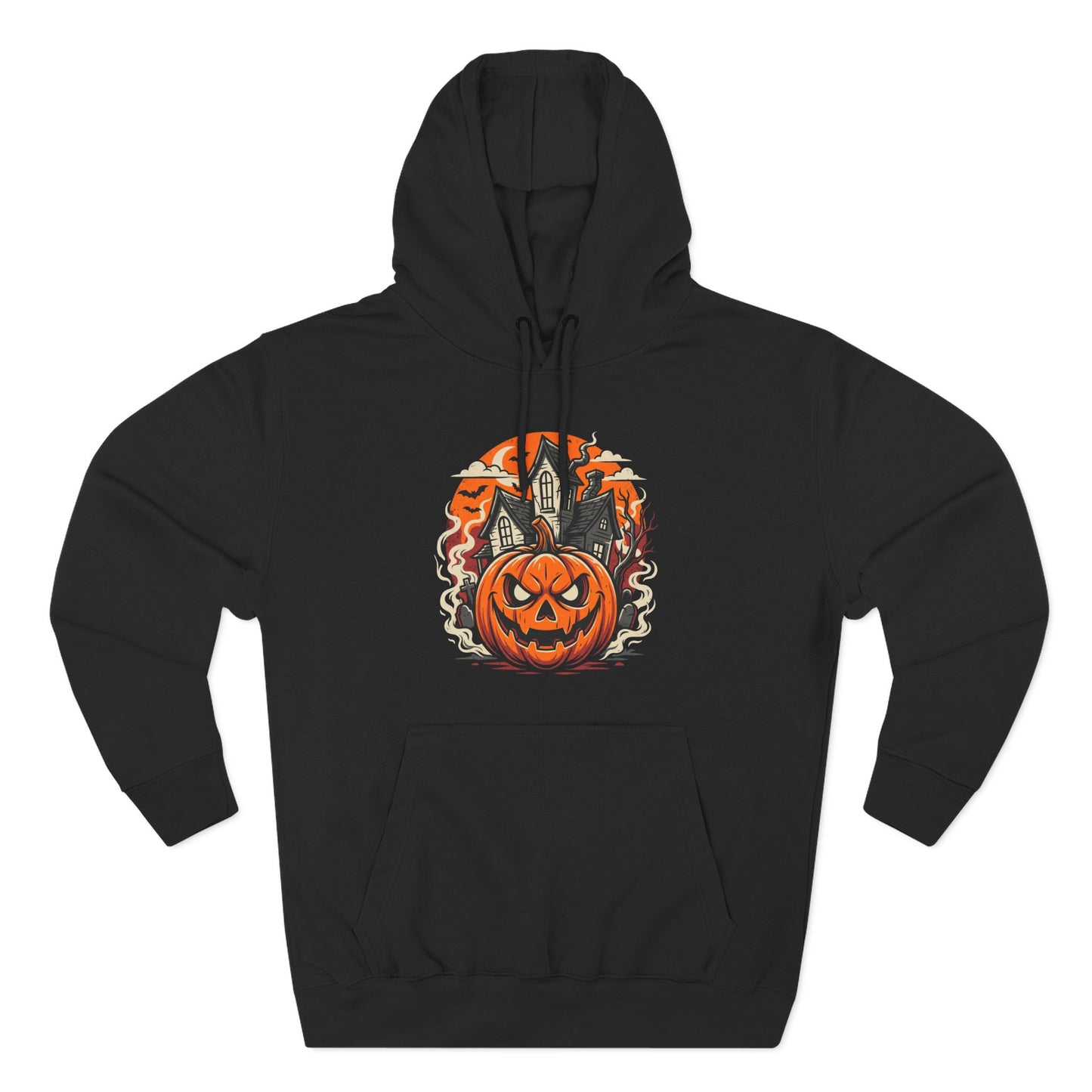 Halloween Pumpkin Hoodie — Jack-O'-Lantern Haunted House Fleece Hoodie
