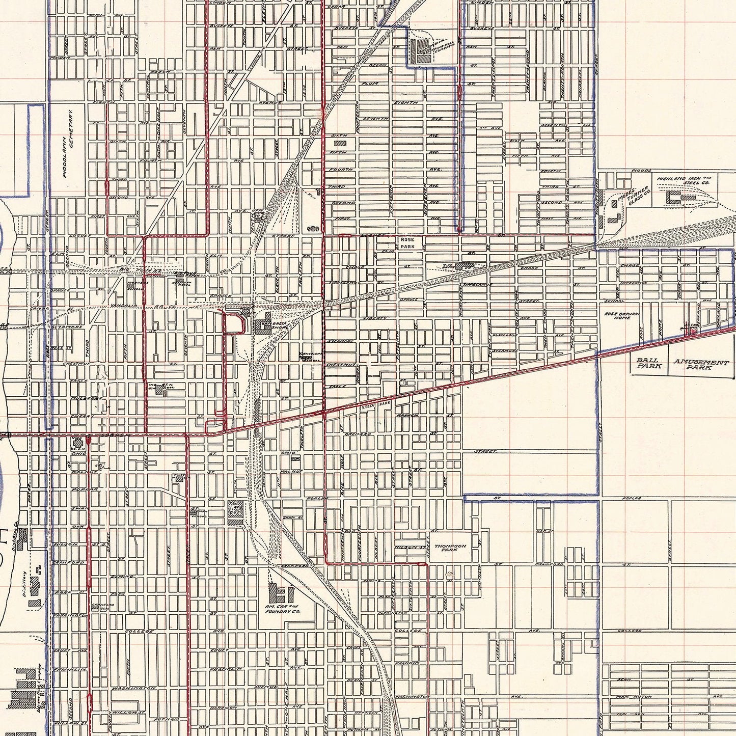 Vintage Map of Terre Haute, Indiana 1907