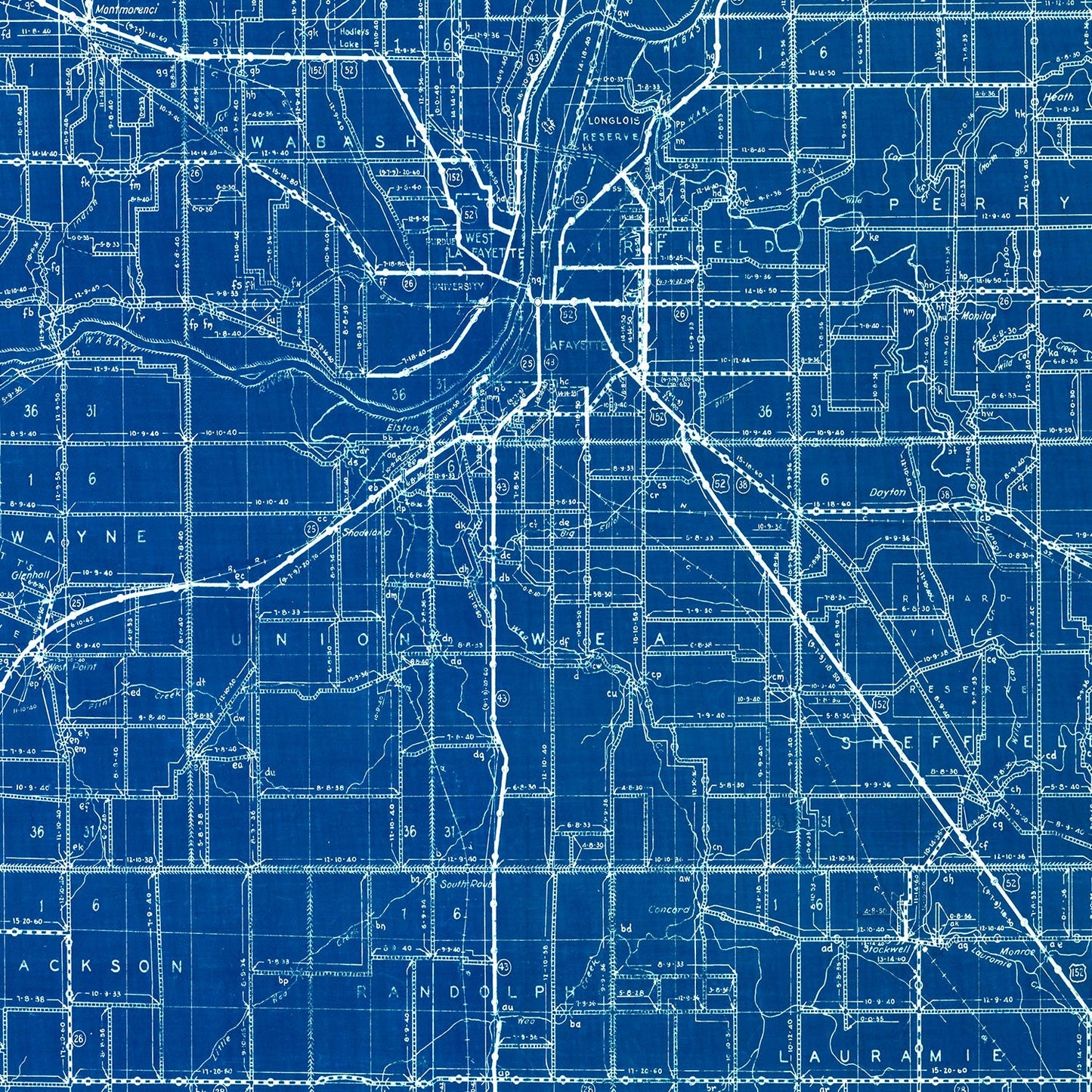 Vintage Map of Tippecanoe County, Indiana 1936