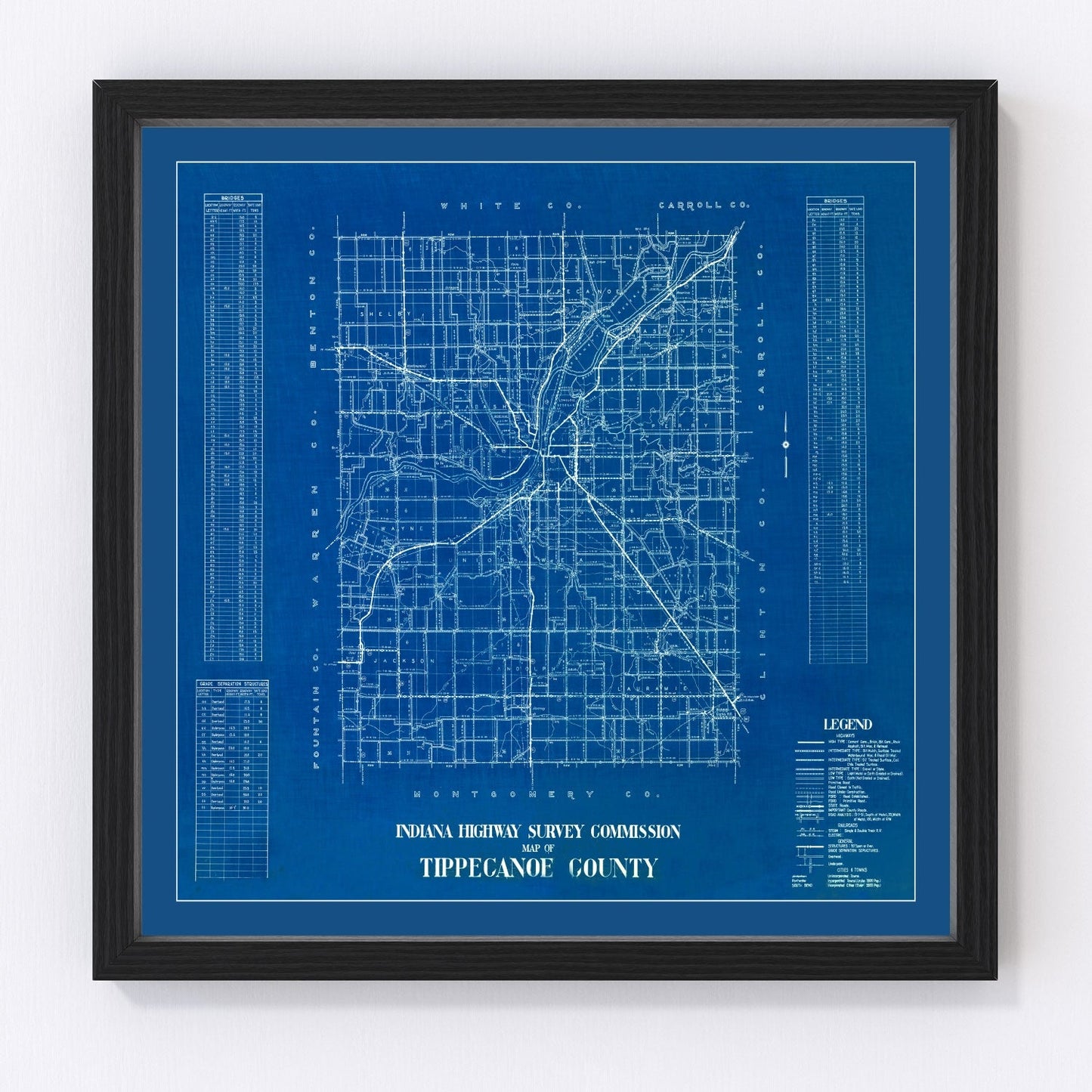 Vintage Map of Tippecanoe County, Indiana 1936