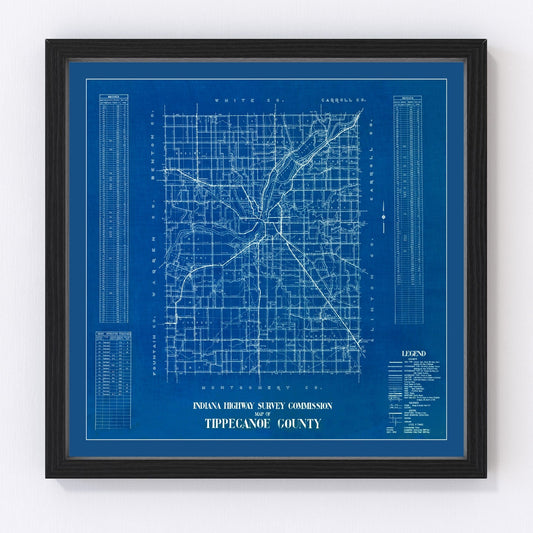 Vintage Map of Tippecanoe County, Indiana 1936