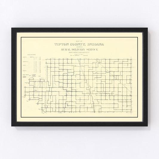 Vintage Map of Tipton County, Indiana 1910