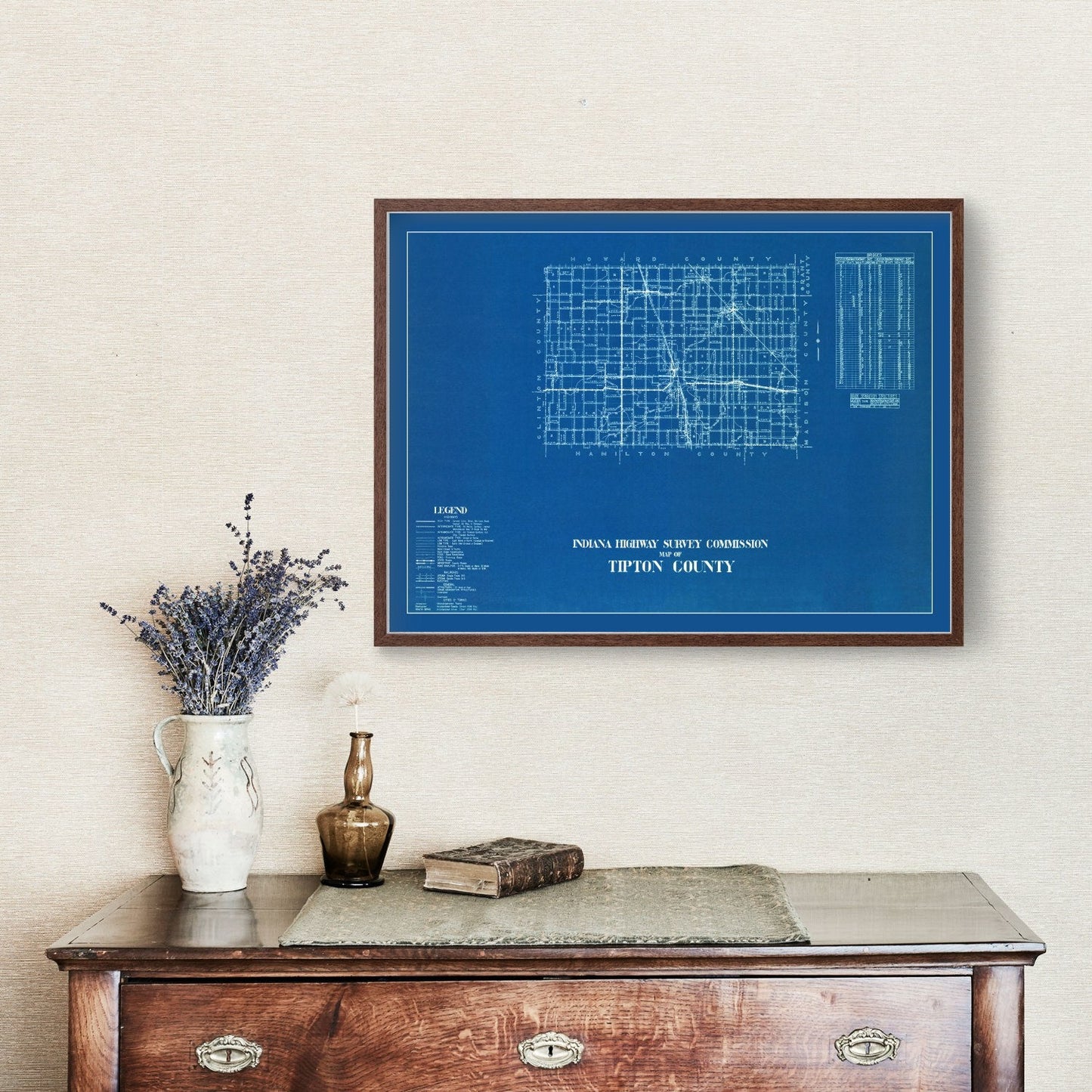 Vintage Map of Tipton County, Indiana 1936