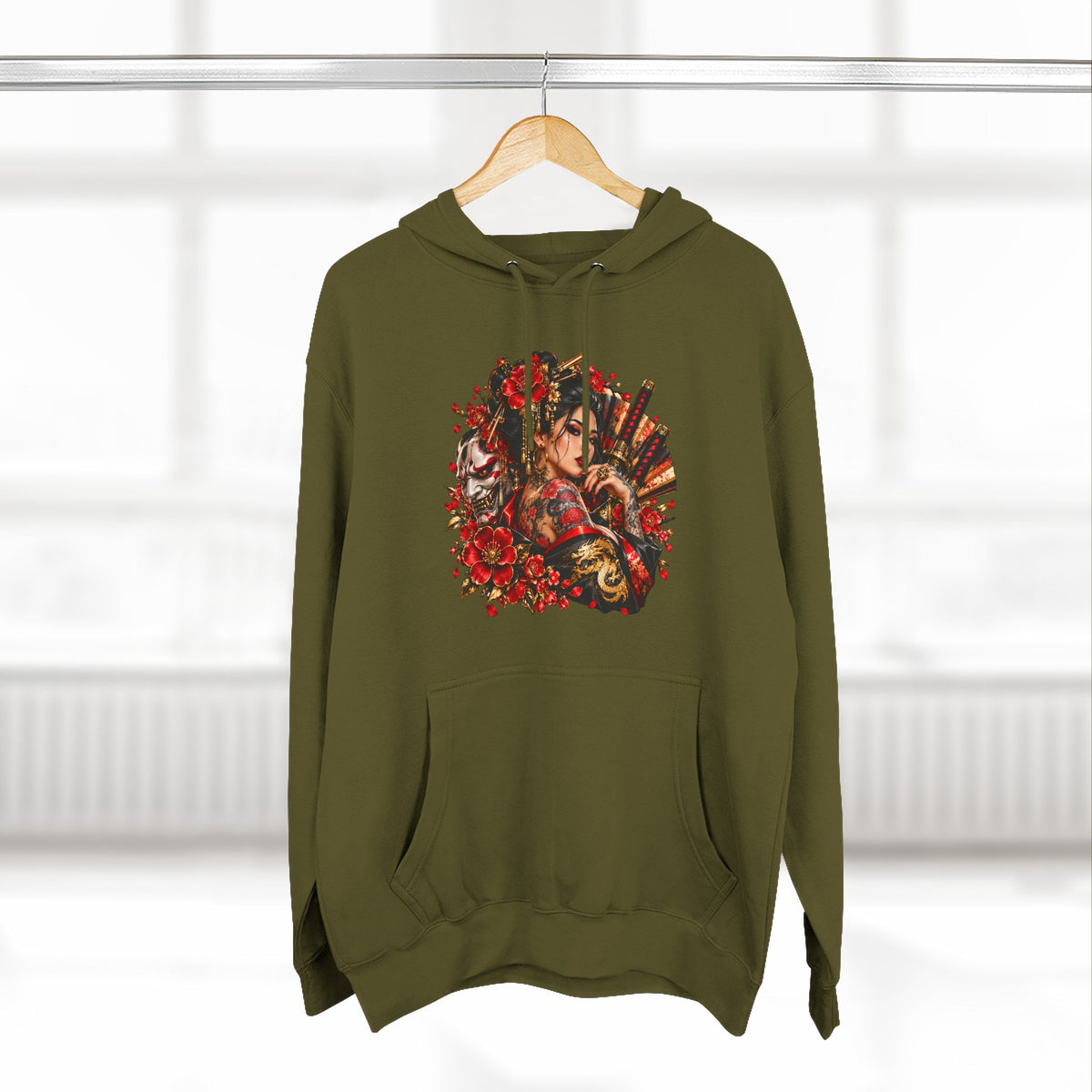 Floral Skull Hoodie — Gothic Rose Graphic Fleece Hoodie