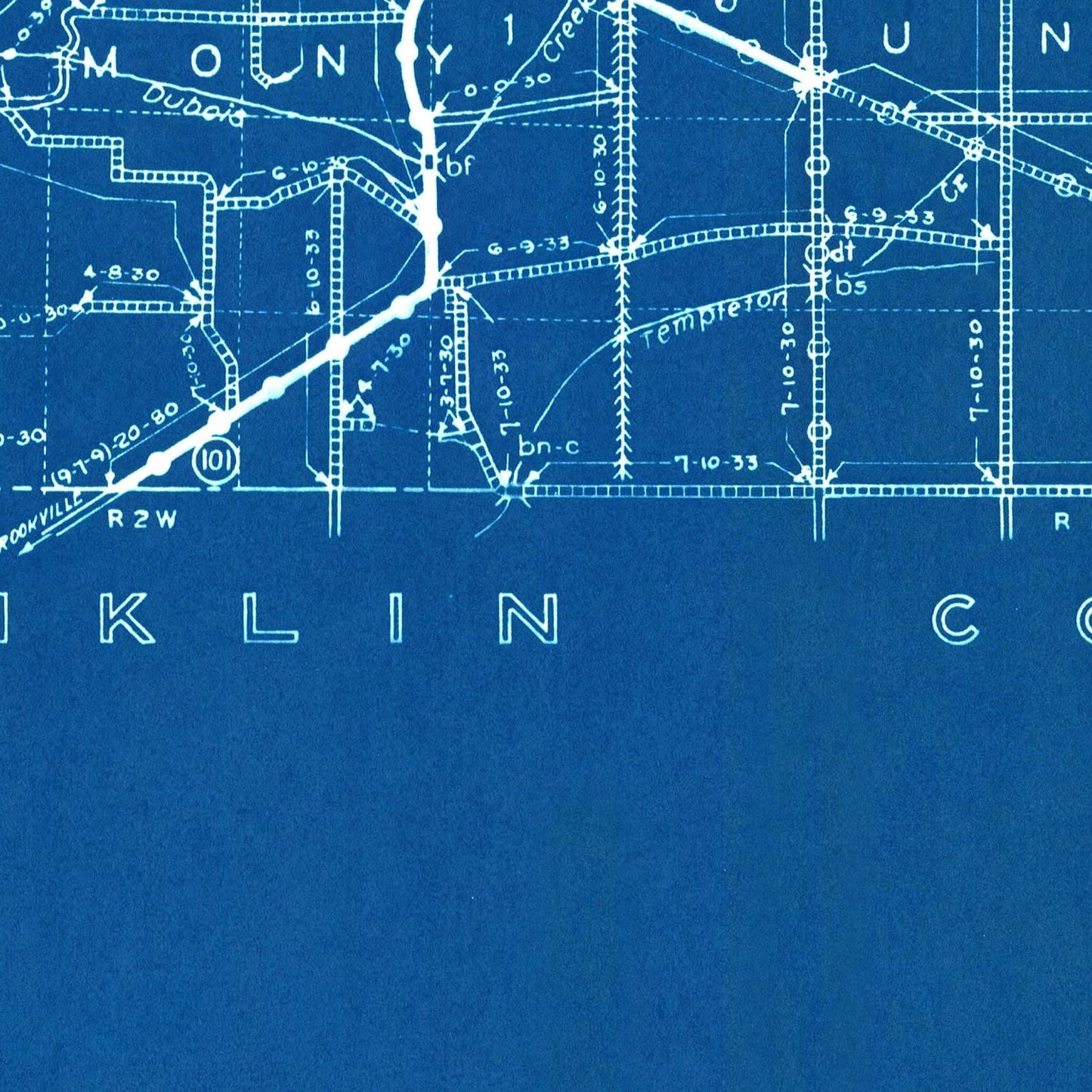 Vintage Map of Union County, Indiana 1936