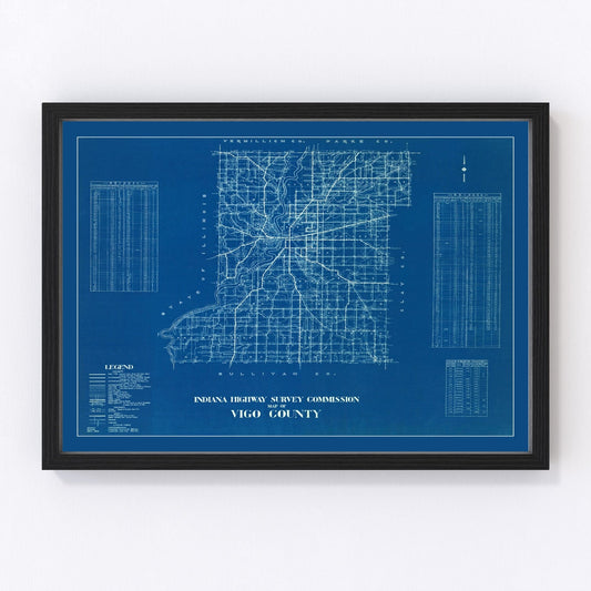 Vintage Map of Vigo County, Indiana 1936