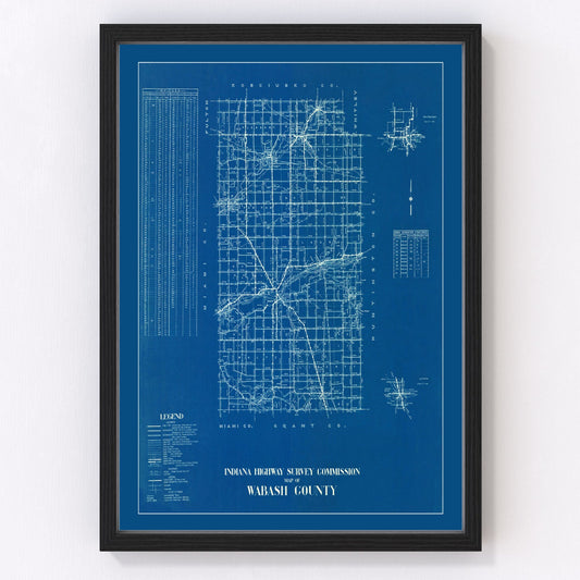 Vintage Map of Wabash County, Indiana 1936