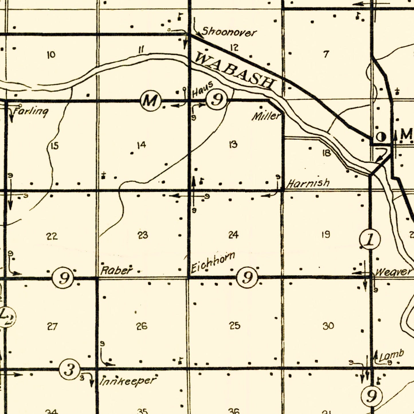 Vintage Map of Wells County, Indiana 1911