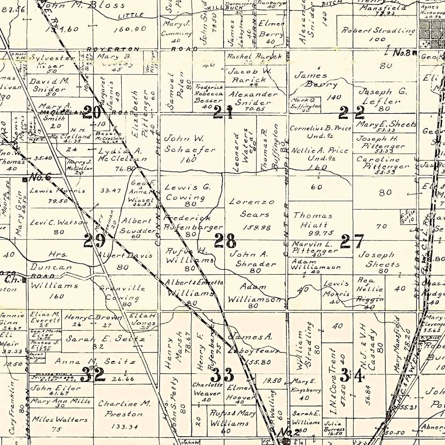 Vintage Map of Delaware County, Indiana 1904