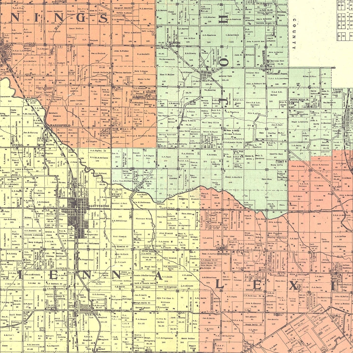 Vintage Map of Scott County, Indiana 1906