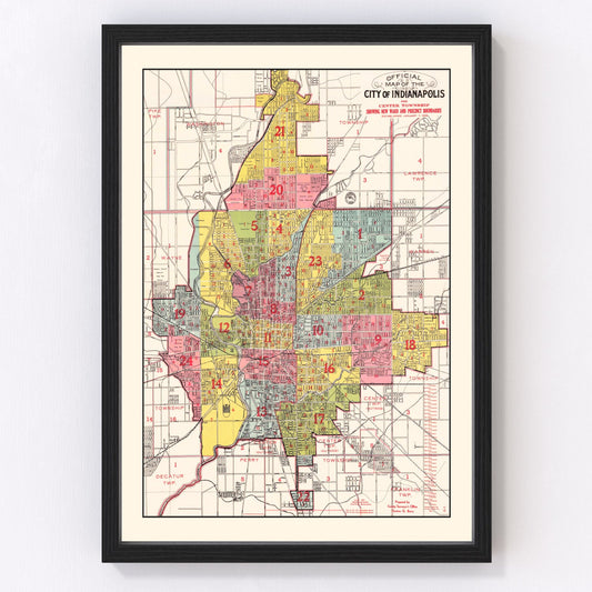 Vintage Map of Indianapolis, Indiana 1938