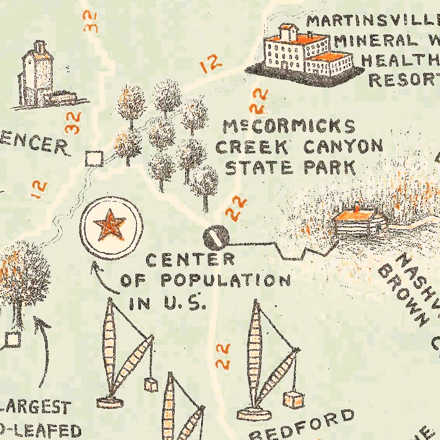 Vintage Map of Indiana 1923
