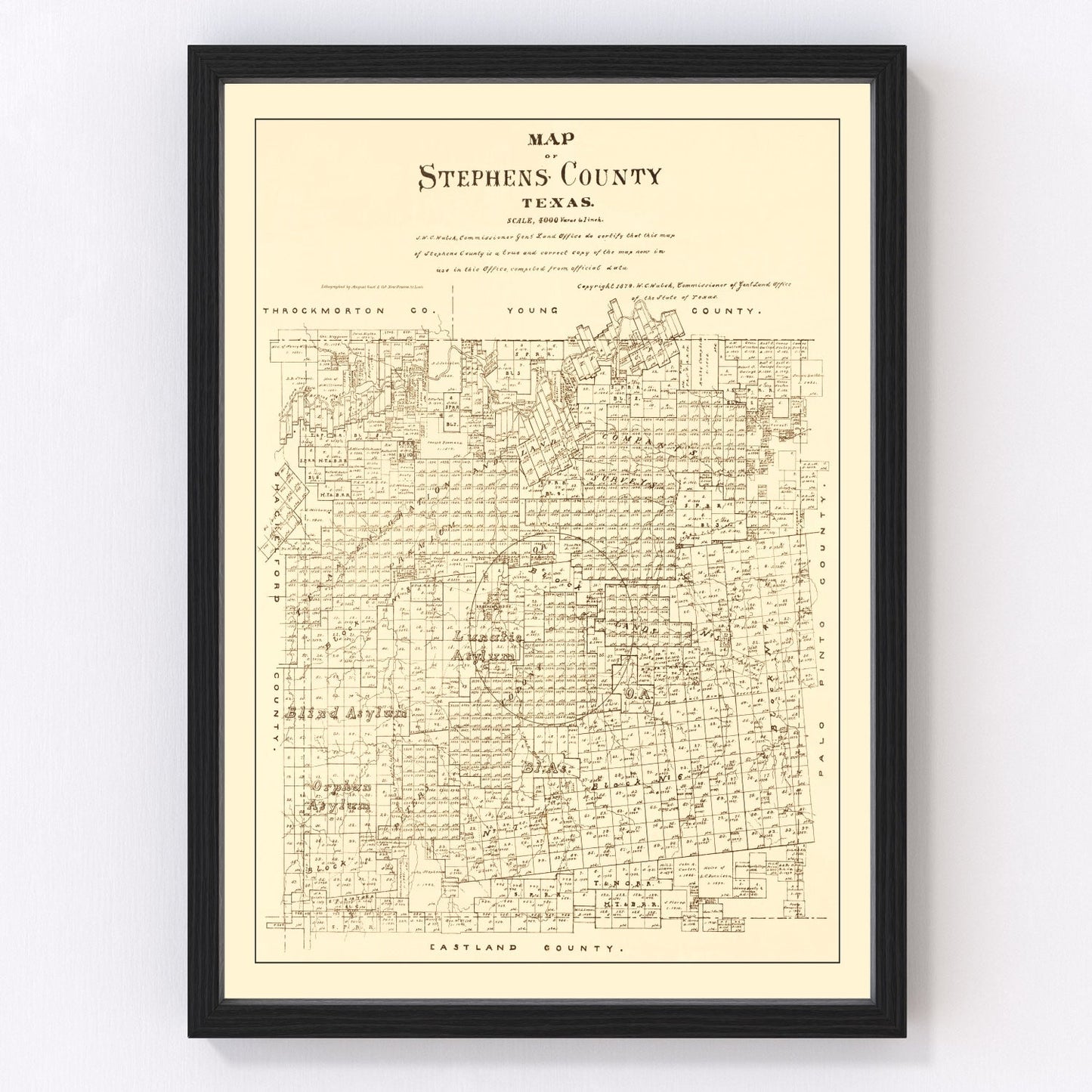Vintage Map of Stephens County, Texas 1879