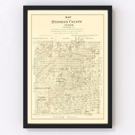 Vintage Map of Stephens County, Texas 1879