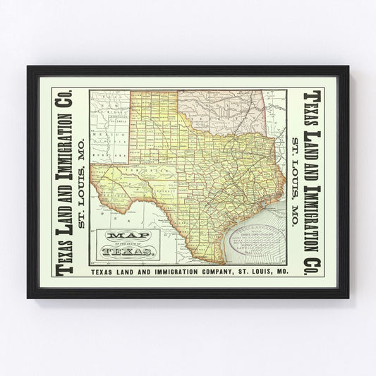 Vintage Map of Texas 1876