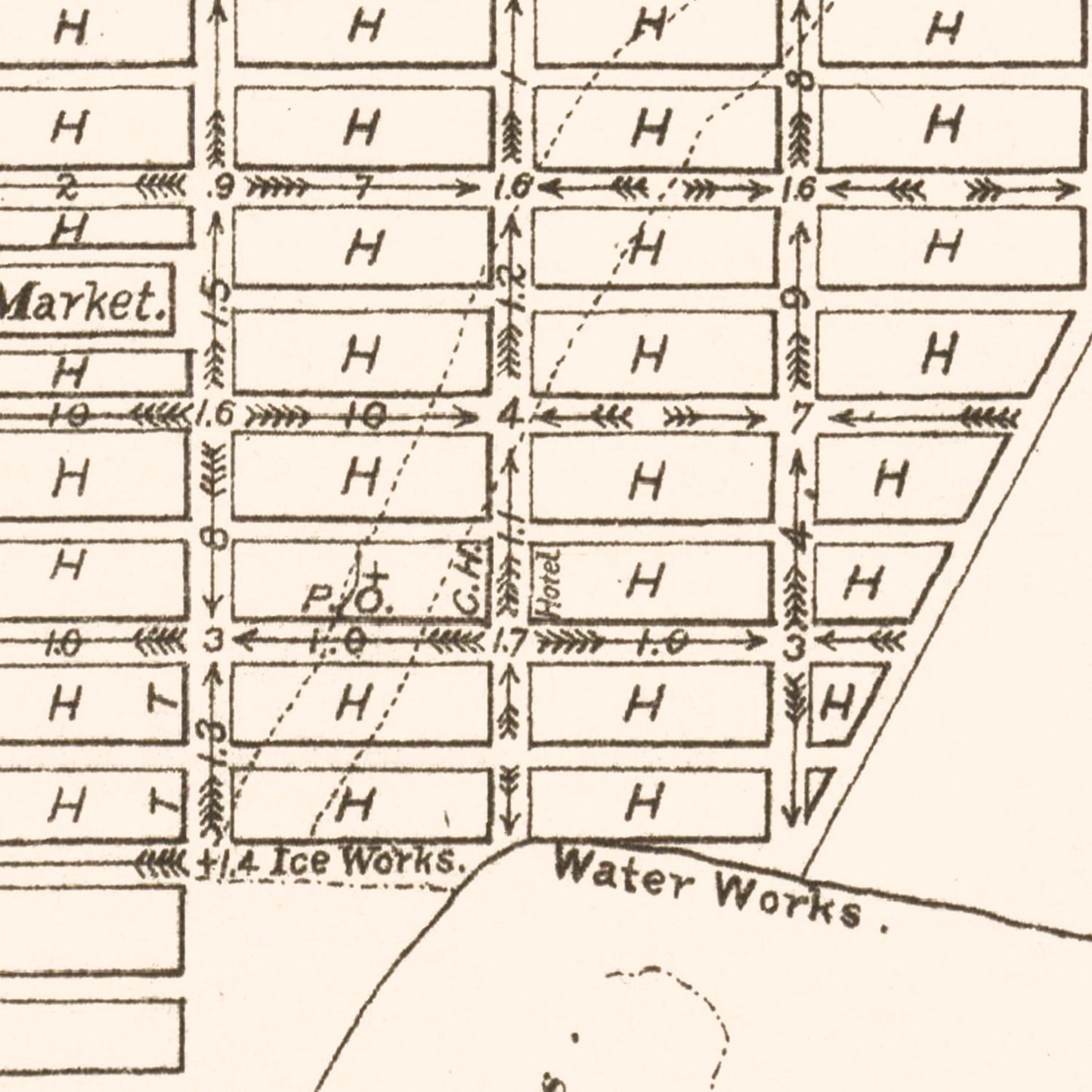 Vintage Map of Brownsville, Texas 1878