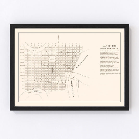 Vintage Map of Brownsville, Texas 1878