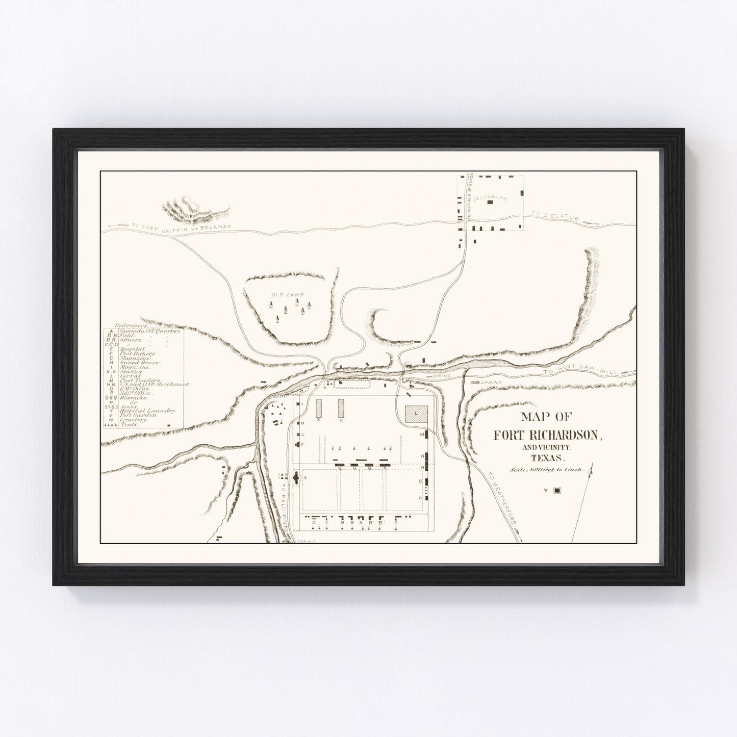 Vintage Map of Fort Richardson, Texas 1870