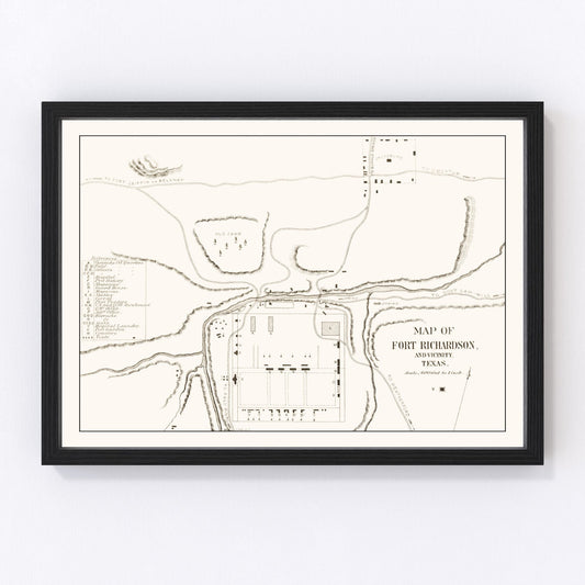 Vintage Map of Fort Richardson, Texas 1870