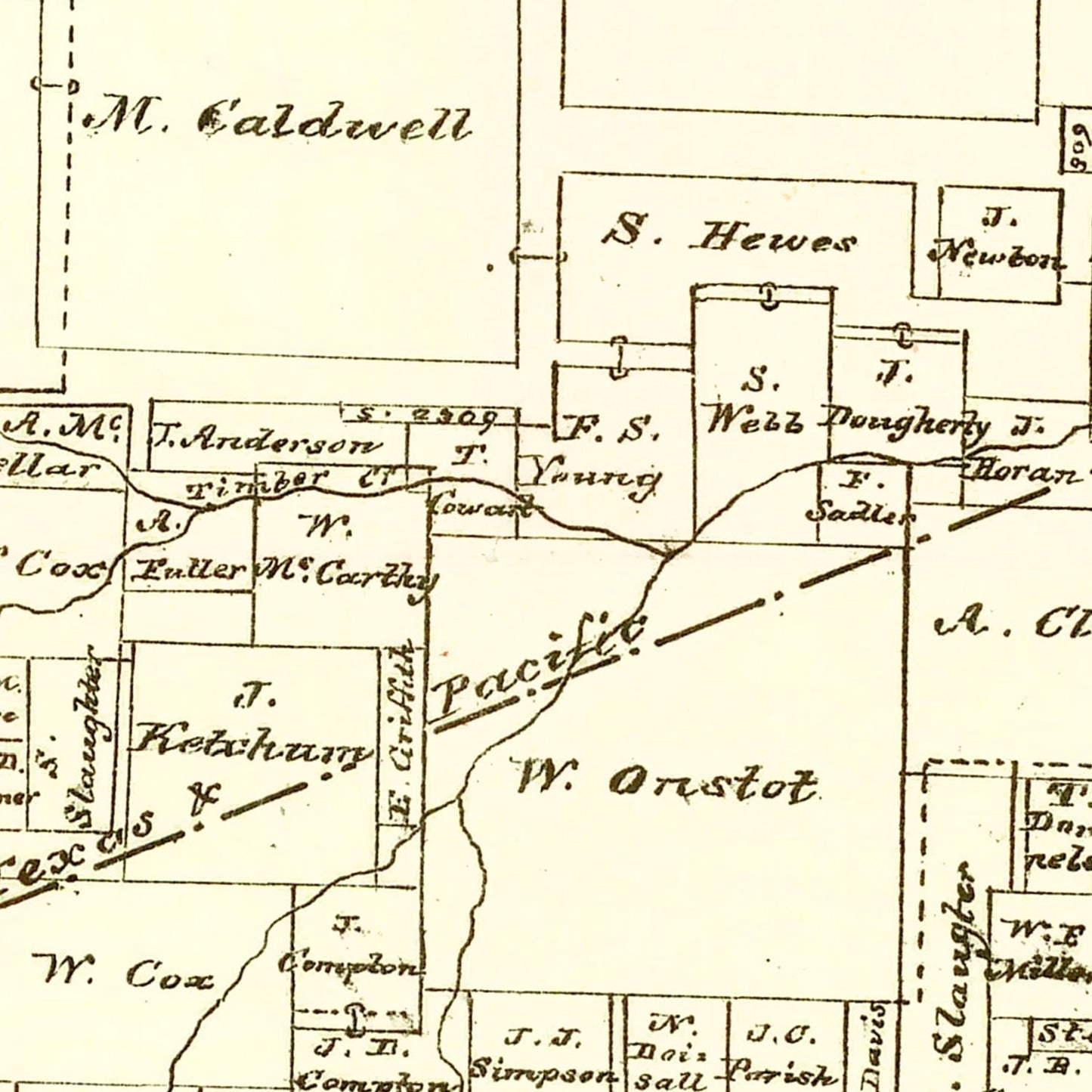 Vintage Map of Fannin County, Texas 1870