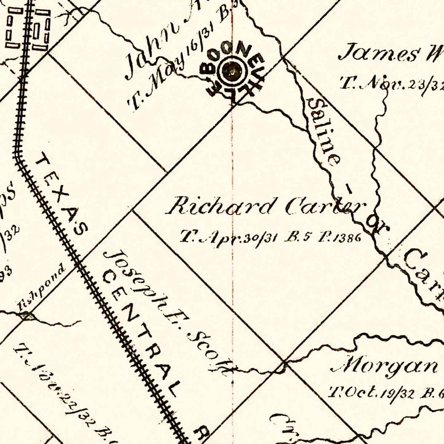 Vintage Map of Brazos County, Texas 1867