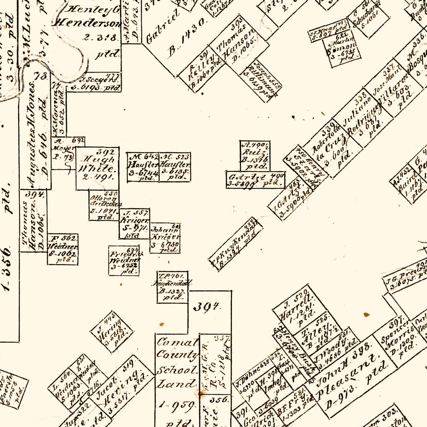 Vintage Map of Comal County, Texas 1862