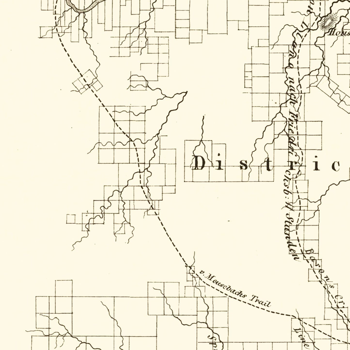 Vintage Map of Gillespie County, Texas 1850