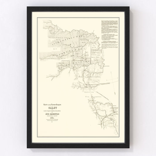 Vintage Map of Gillespie County, Texas 1850