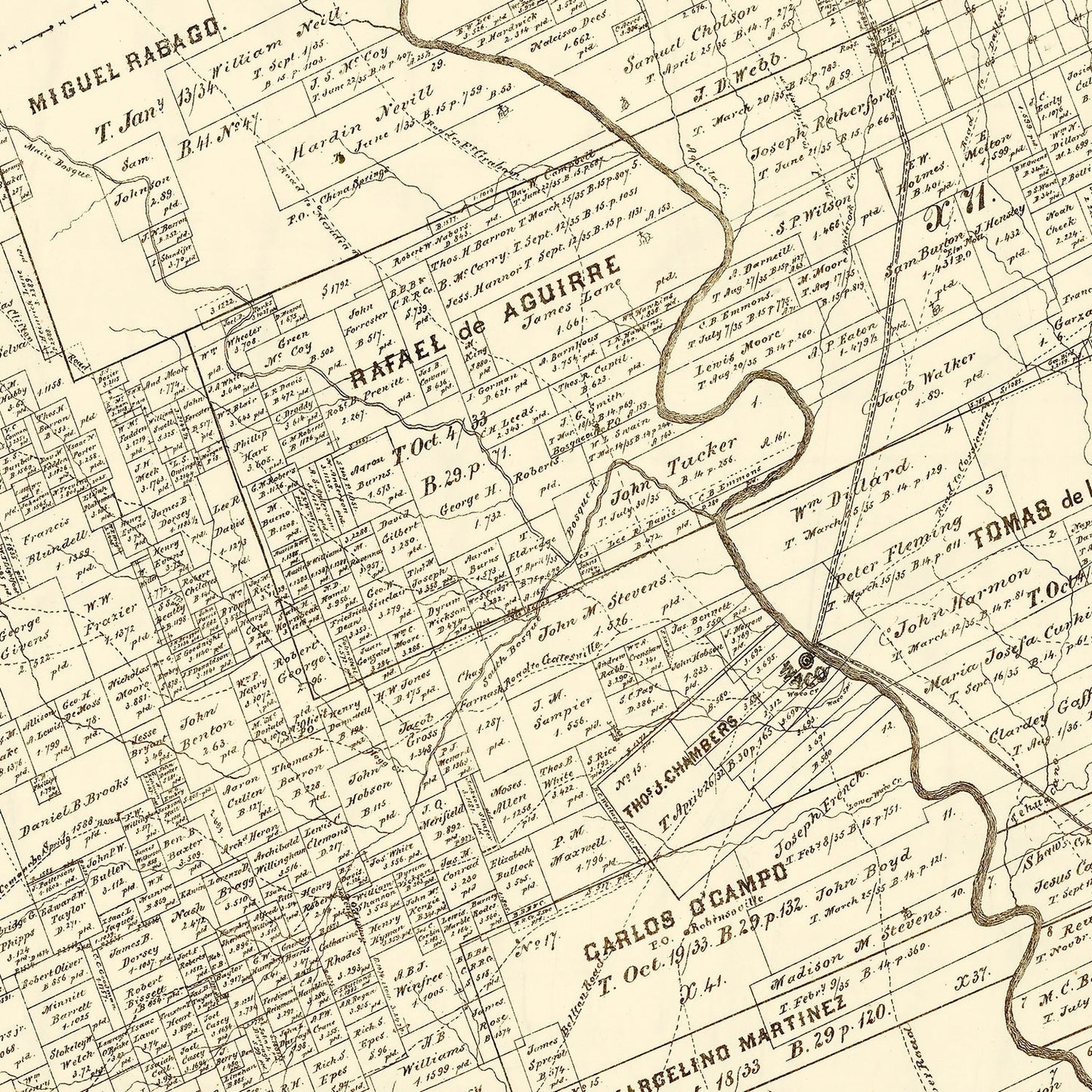 Vintage Map of McLennan County, Texas 1878