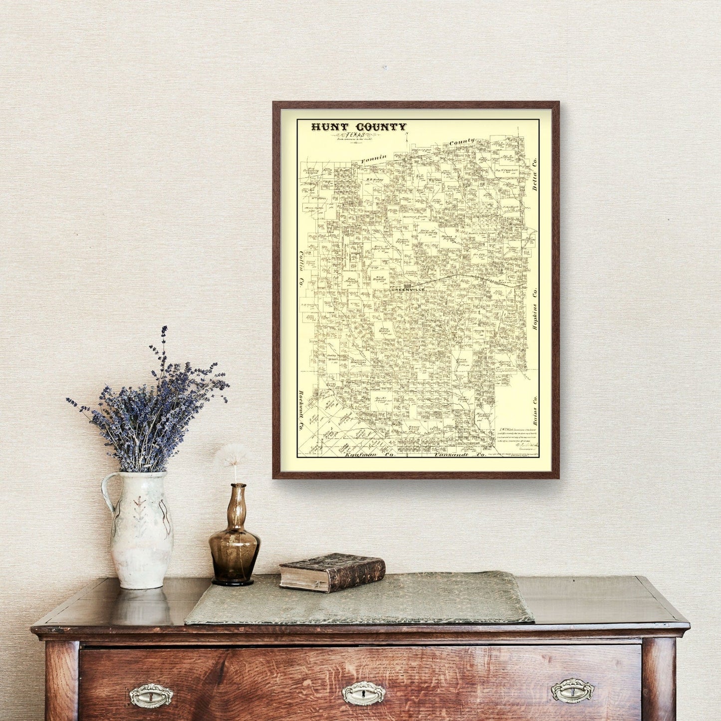 Vintage Map of Hunt County, Texas 1879